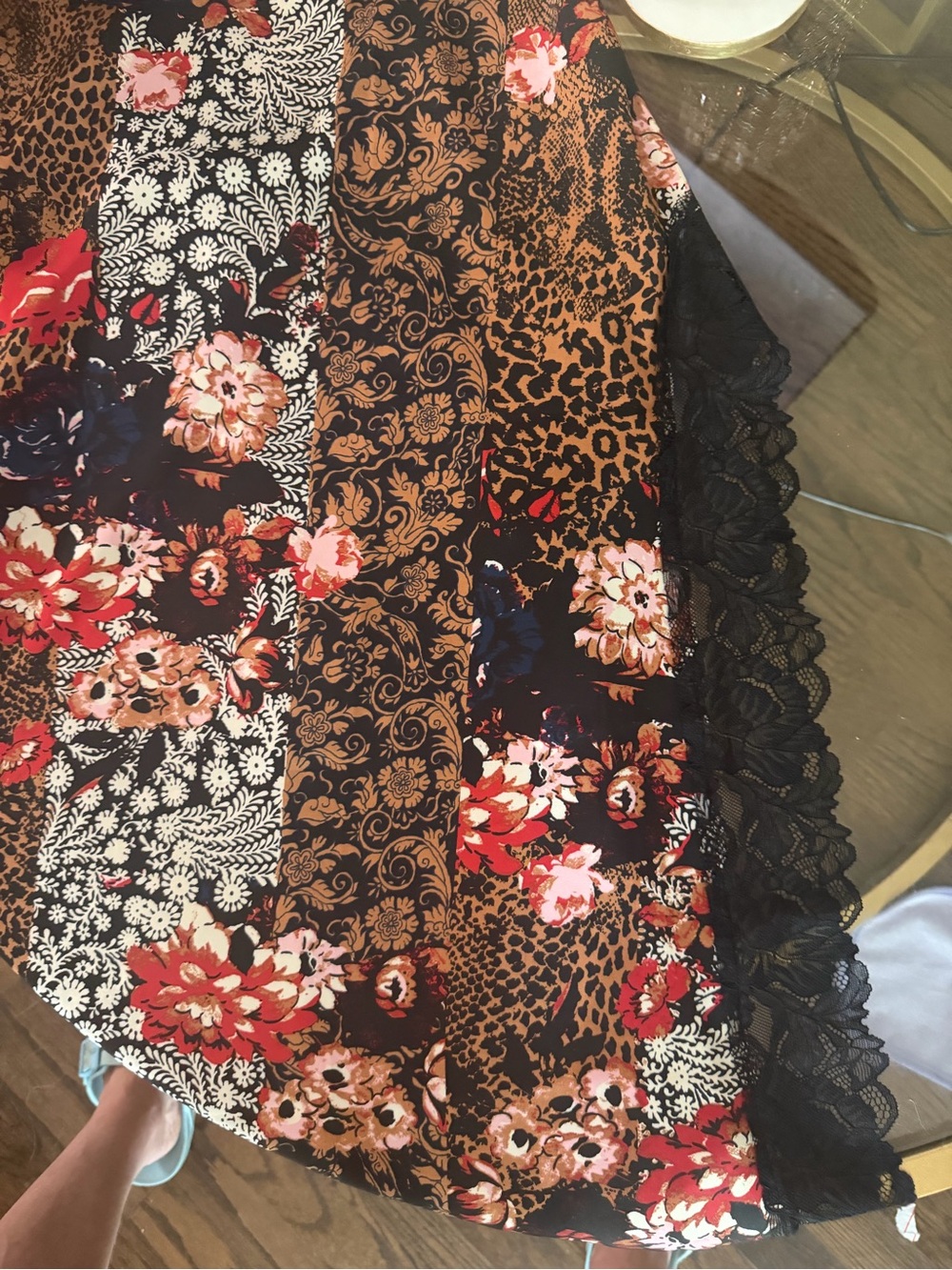 Free People Black Floral Mixed-Print Lace-Trim Maxi Slip Dress - Picture 12 of 12
